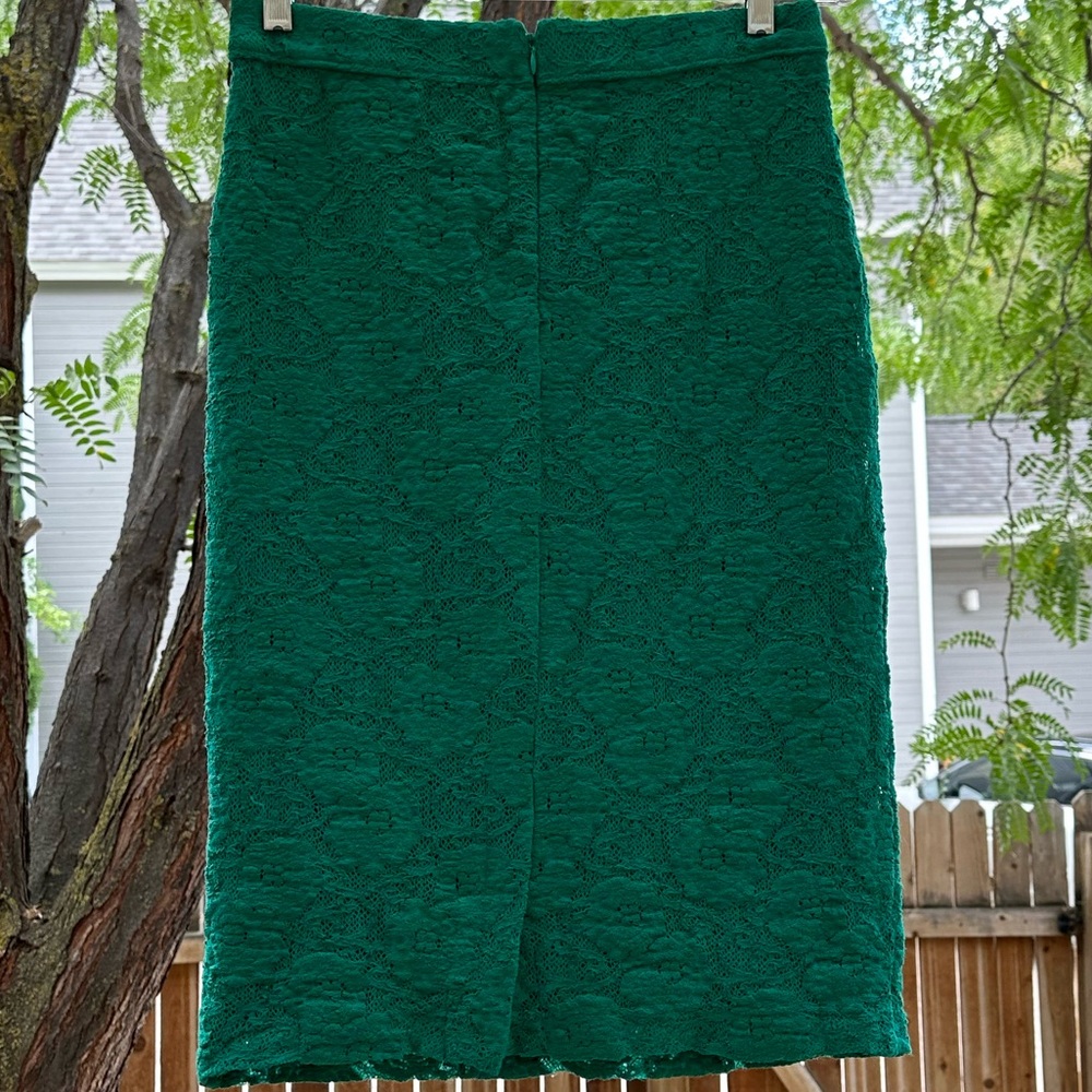 Anthropologie Maeve Floral Lace Midi Skirt size Small Green Turquoise Teal - Picture 6 of 16